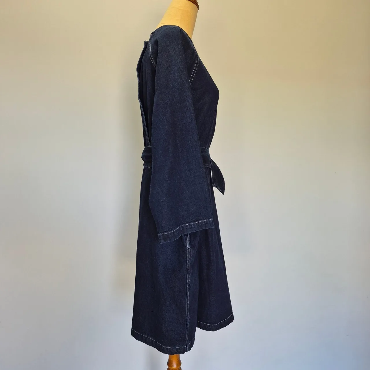 Kowtow Technique Dark Blue Denim Mini Dress with Belt Size L – photo 3