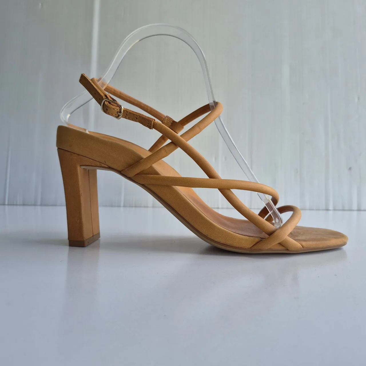 Bared Godwit Tan Brown Strappy Open Toe Block Heels Size 41 — photo 3