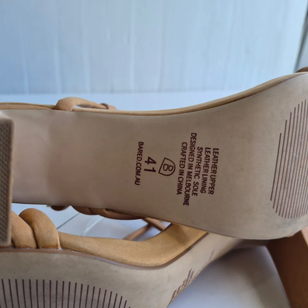 Bared Godwit Tan Brown Strappy Open Toe Block Heels Size 41 — photo 7