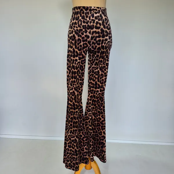 Blackmilk Claws Out Multicolour Leopard Print Velvet High Rise Flares Size XS