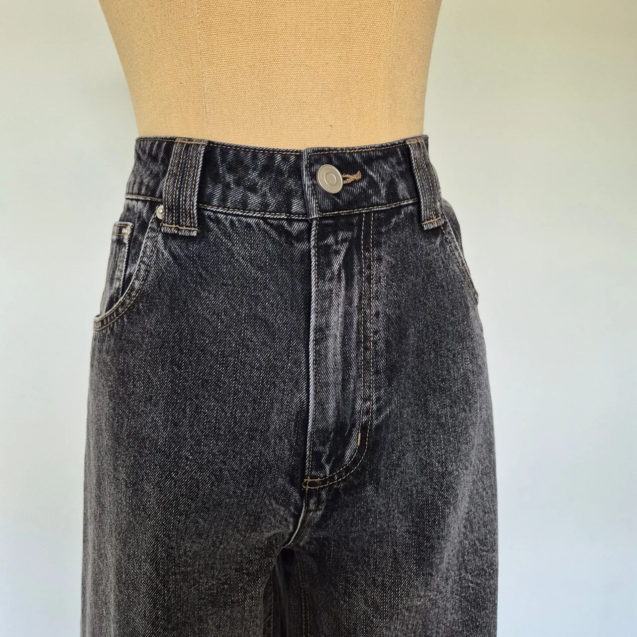 Dissh Faded Black Denim High Rise Wide Leg Jeans Size 16 – photo 5