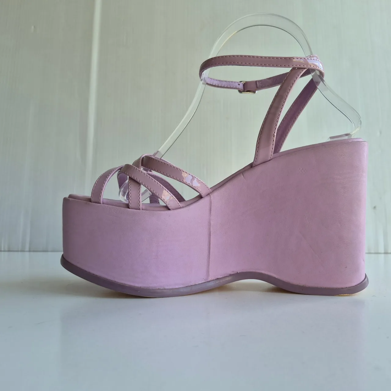 ROC Roxie Lilac Purple Leather & Non Leather Strappy Platform Heels Size 39 — photo 4