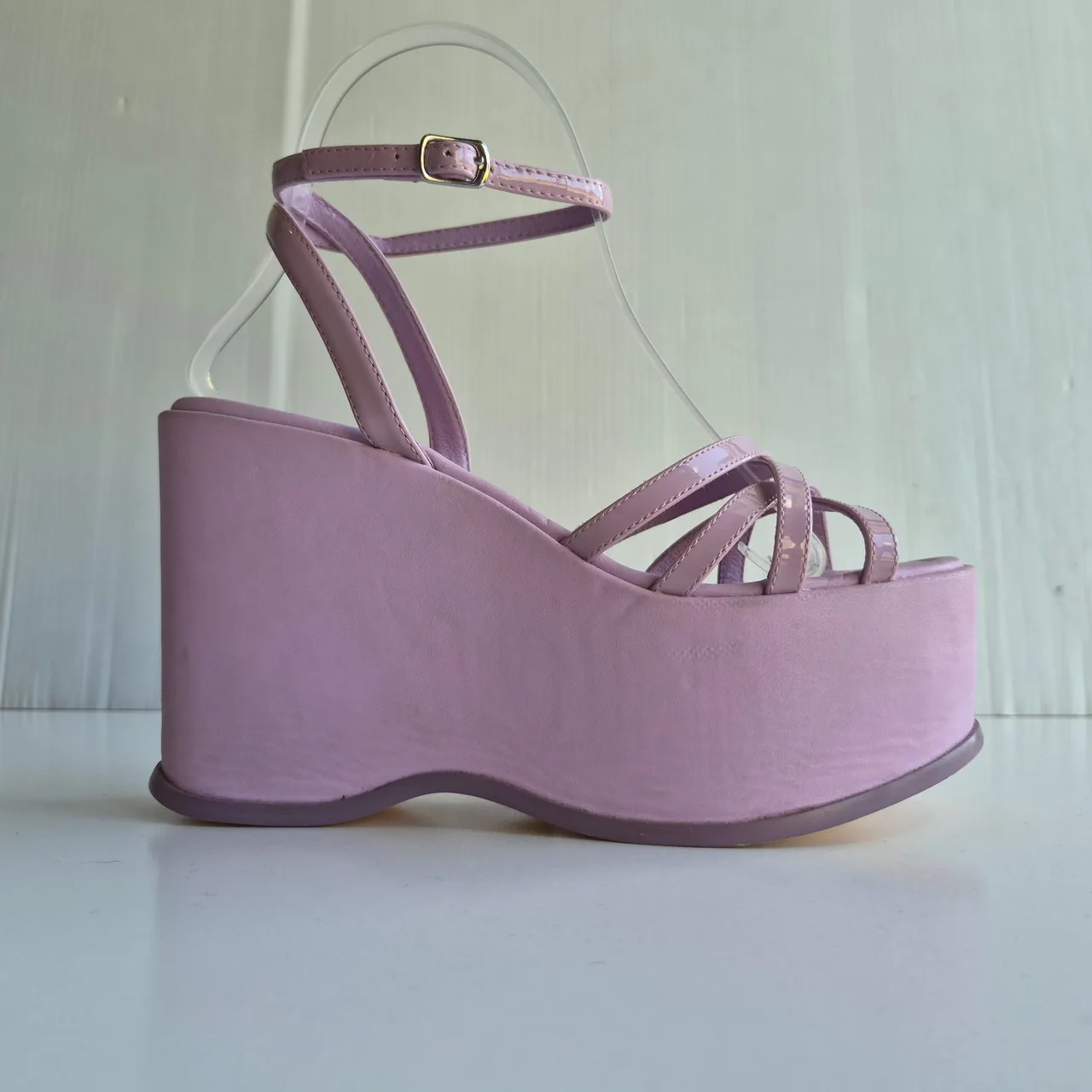 ROC Roxie Lilac Purple Leather & Non Leather Strappy Platform Heels Size 39 — photo 3
