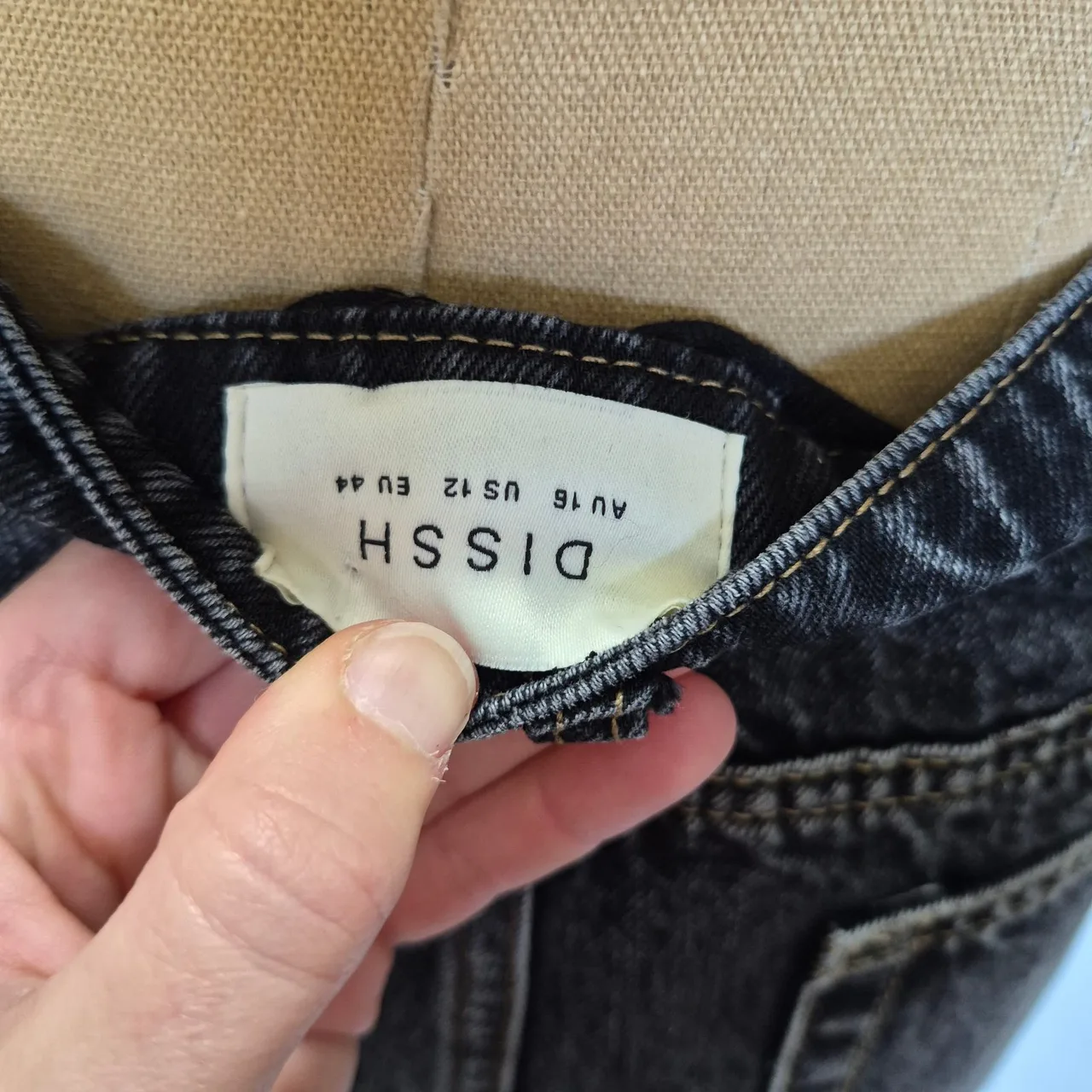Dissh Faded Black Denim High Rise Wide Leg Jeans Size 16 – photo 6