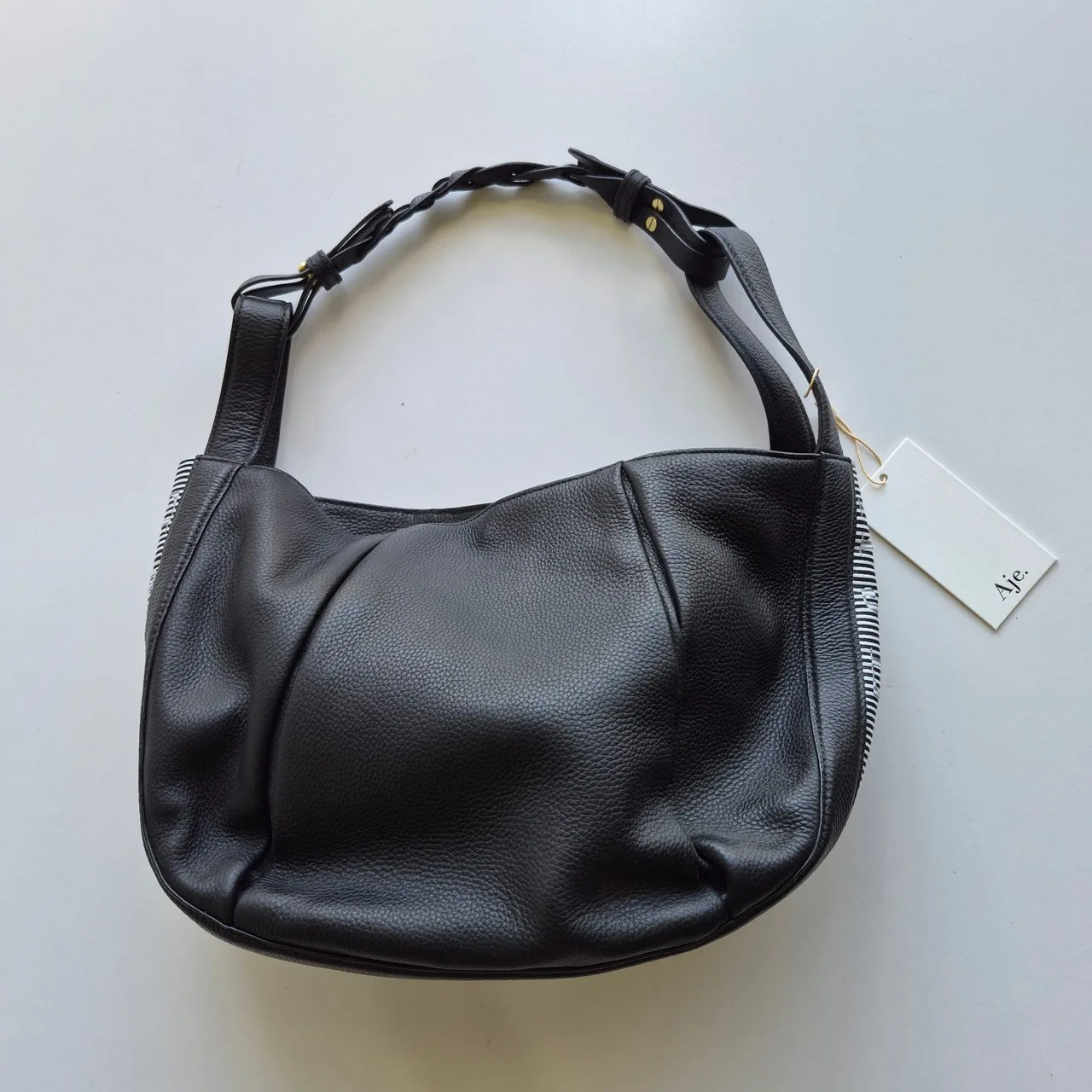 Aje Briar Medium Black Leather Logo Trim Satchel Shoulder Bag — photo 3