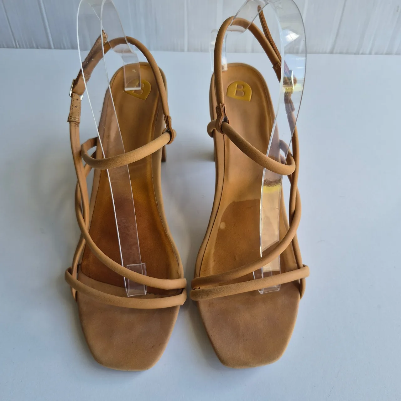 Bared Godwit Tan Brown Strappy Open Toe Block Heels Size 41 — photo 2