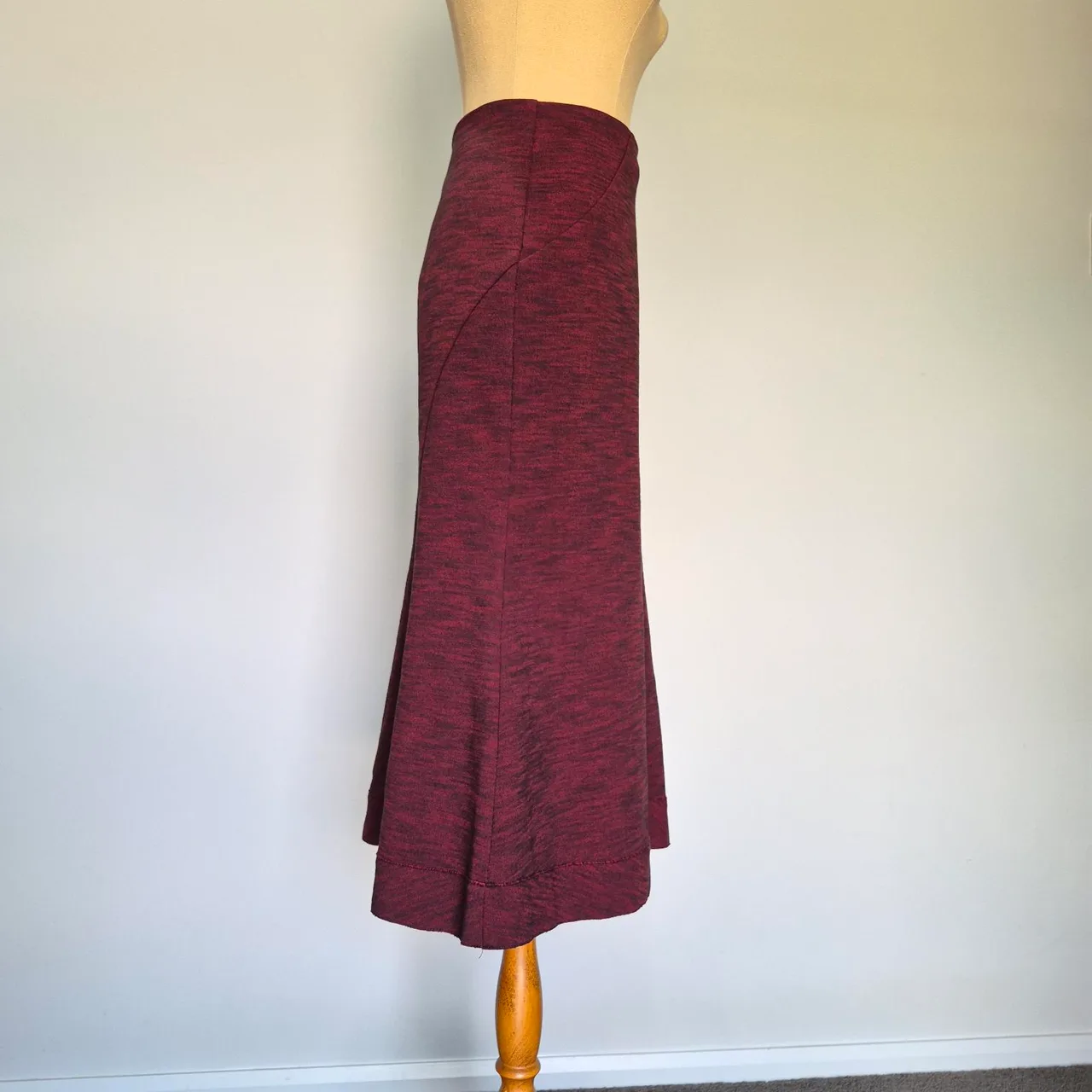 Veronika Maine Wine Red Marle Ponte Corporate Midi Skirt Size 16 – photo 3
