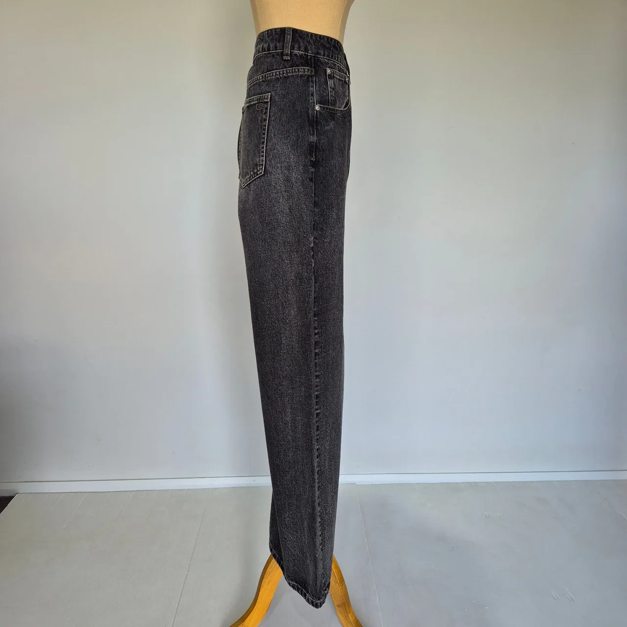 Dissh Faded Black Denim High Rise Wide Leg Jeans Size 16 – photo 3
