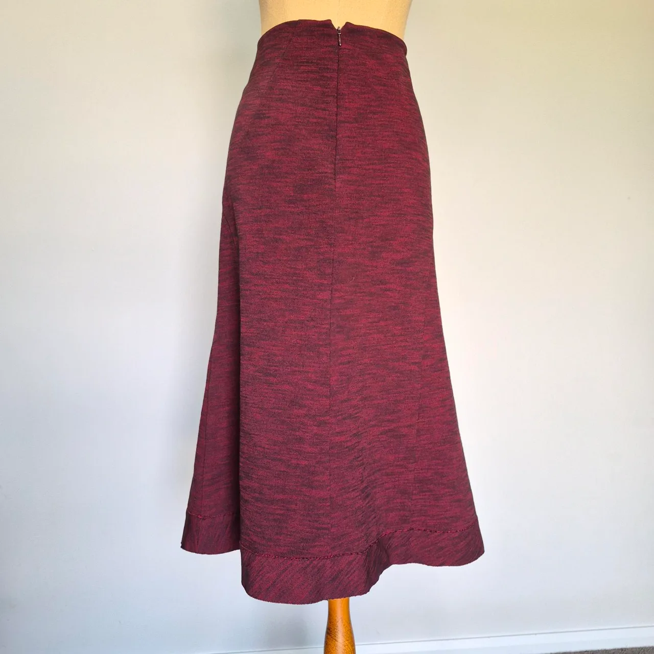 Veronika Maine Wine Red Marle Ponte Corporate Midi Skirt Size 16 – photo 4