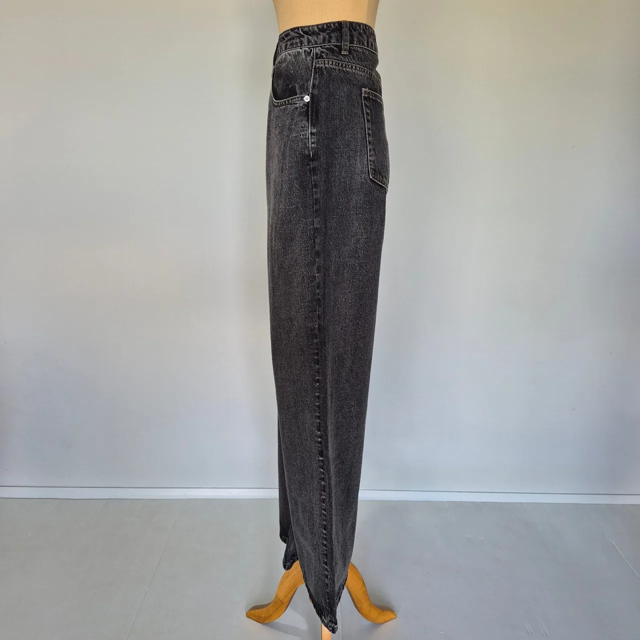 Dissh Faded Black Denim High Rise Wide Leg Jeans Size 16 – photo 2