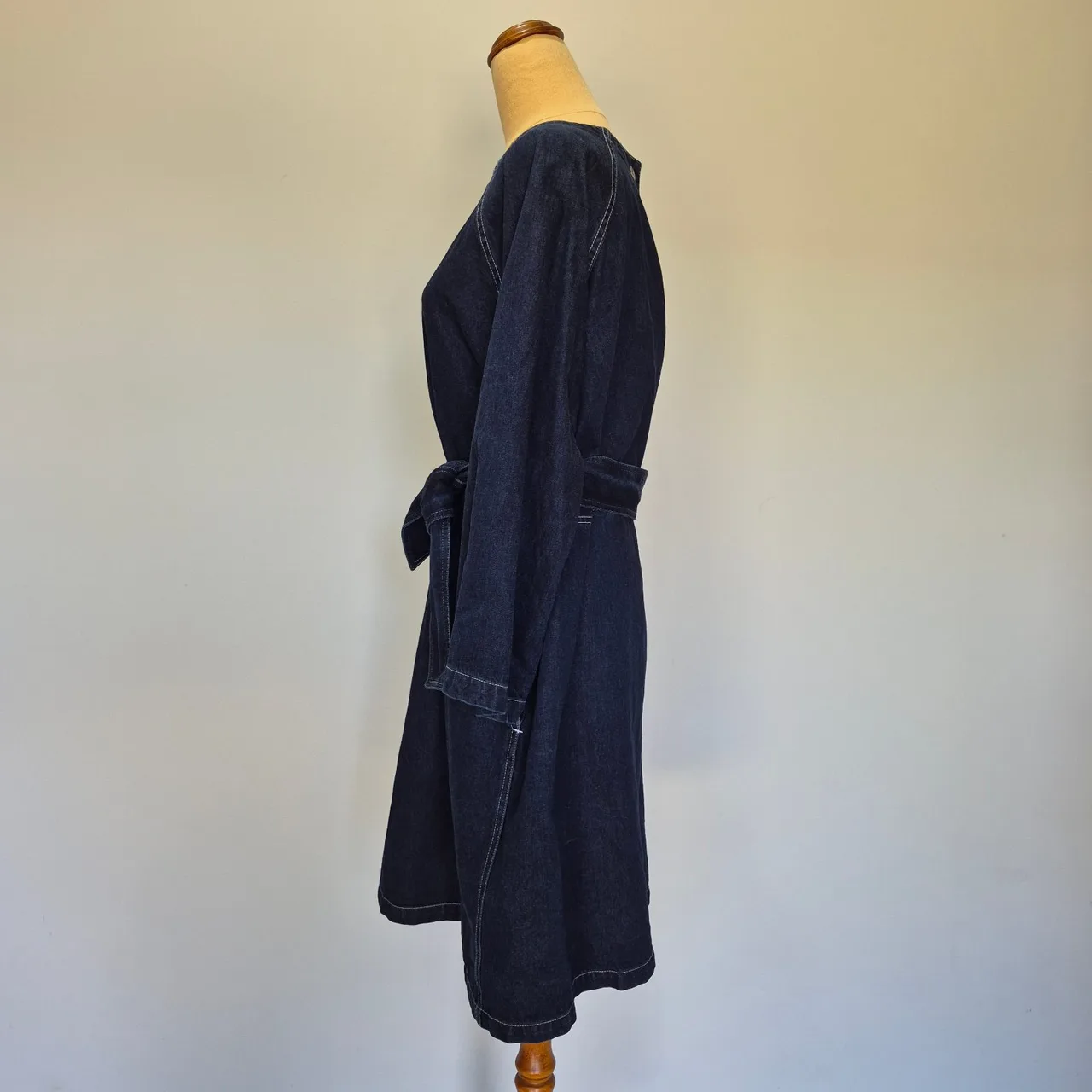 Kowtow Technique Dark Blue Denim Mini Dress with Belt Size L – photo 2