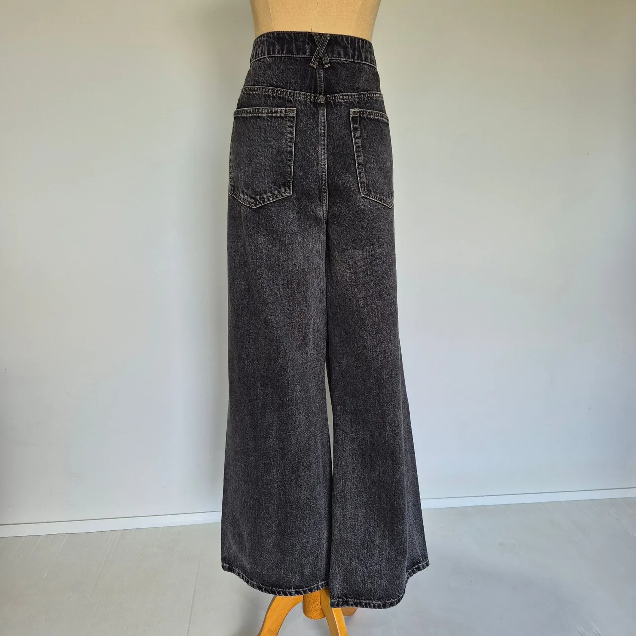 Dissh Faded Black Denim High Rise Wide Leg Jeans Size 16 – photo 4