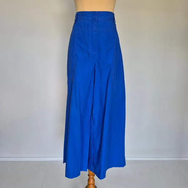 Witchery Blue Cotton High Rise Wide Leg Pants Size 12
