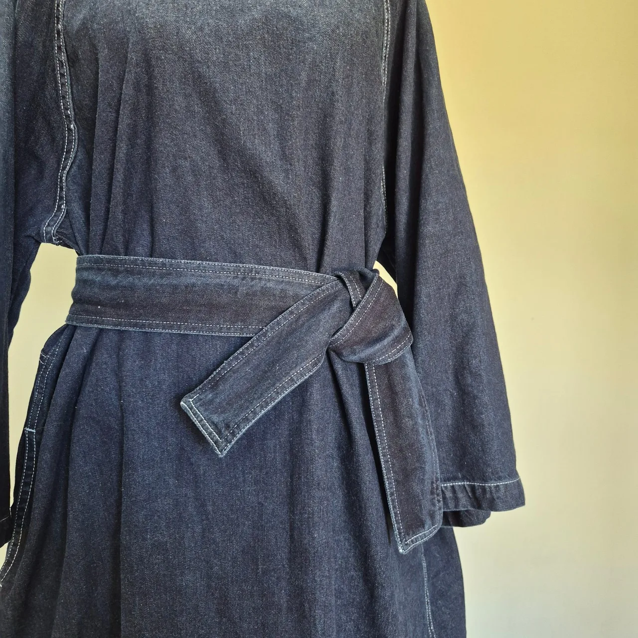 Kowtow Technique Dark Blue Denim Mini Dress with Belt Size L – photo 7