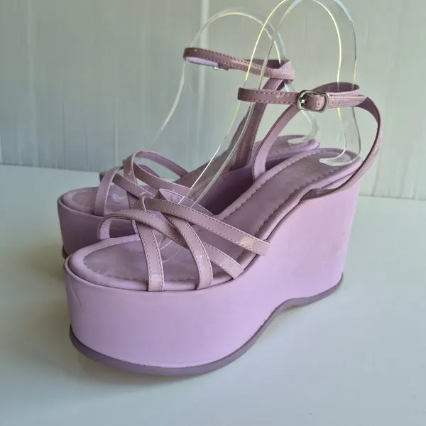 ROC Roxie Lilac Purple Leather & Non Leather Strappy Platform Heels Size 39
