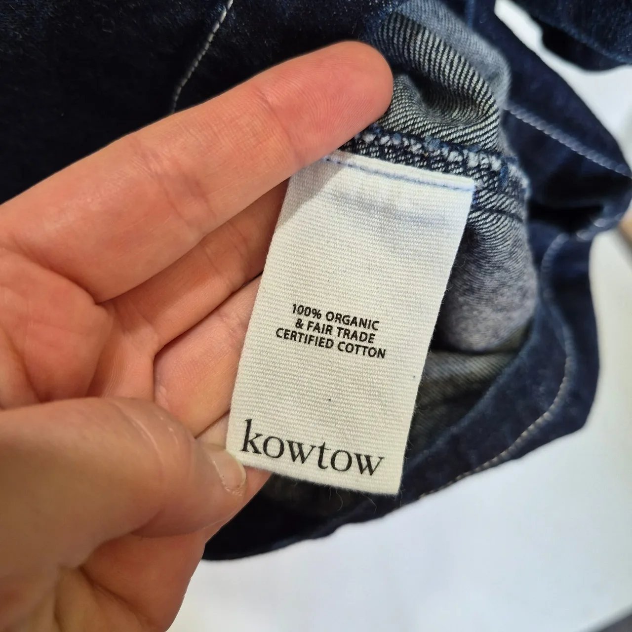 Kowtow Technique Dark Blue Denim Mini Dress with Belt Size L – photo 10