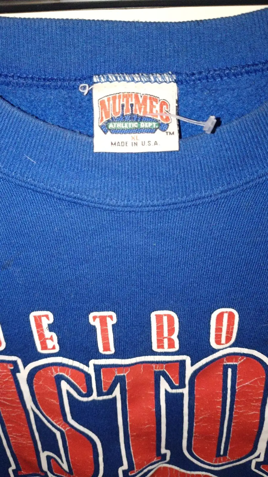 Vintage 90s Detroit Pistons Nutmeg Mills NBA Crewneck Sweatshirt Royal Blue Men' – photo 3