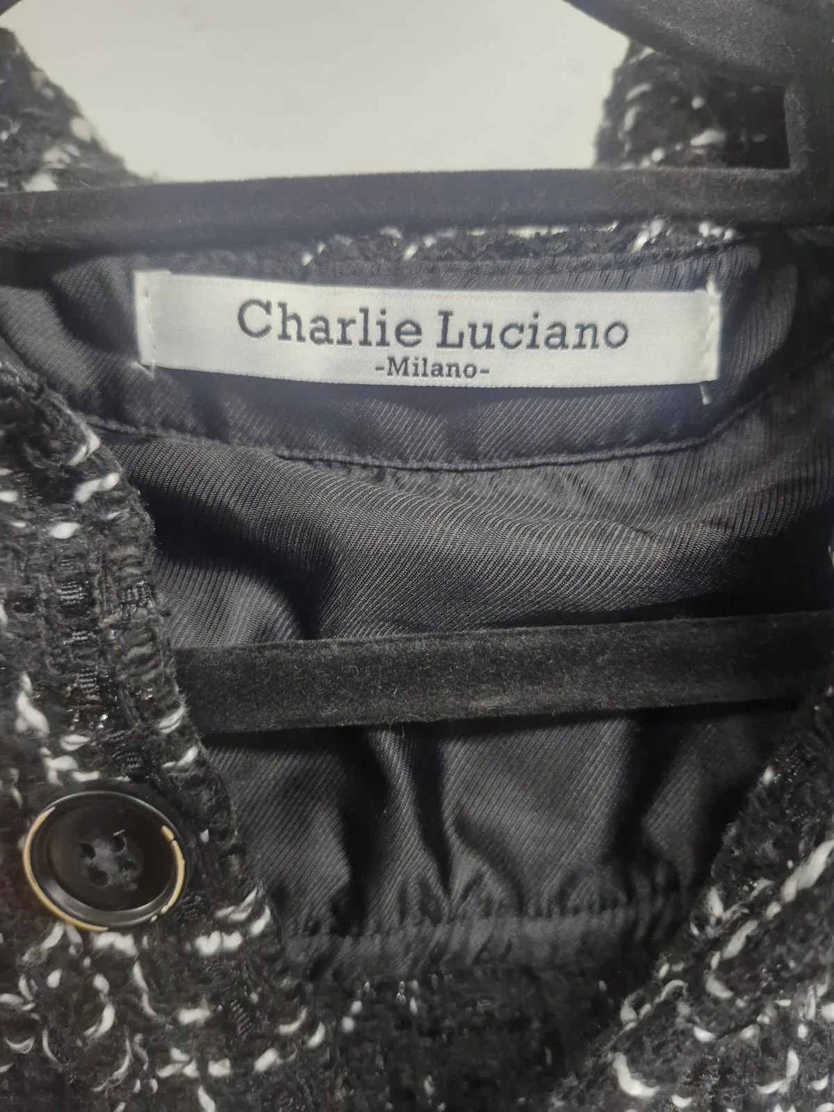 Charlie Luciano Milano Black and White Textured Tweed Shirt Jacket — photo 2