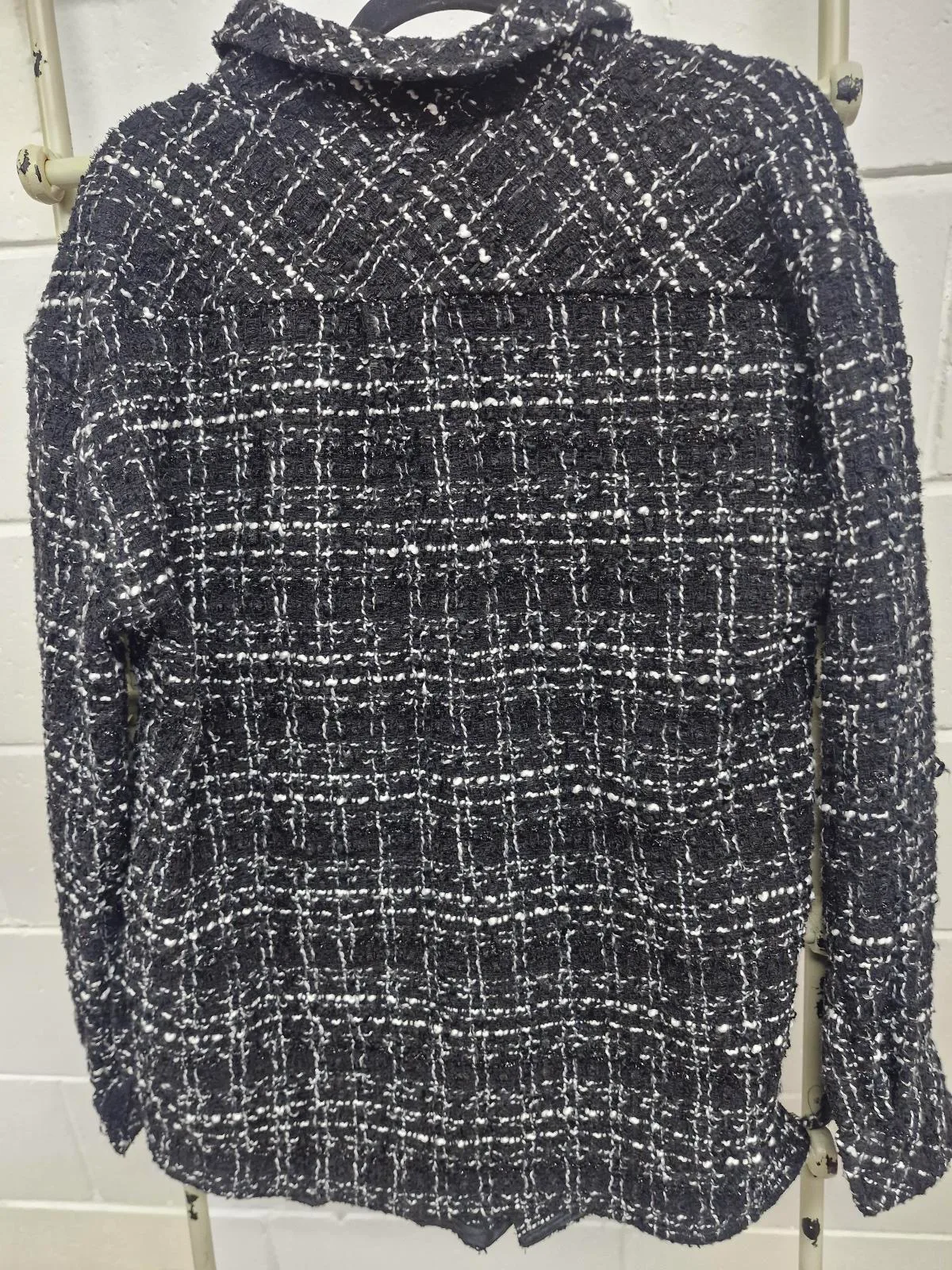 Charlie Luciano Milano Black and White Textured Tweed Shirt Jacket — photo 4
