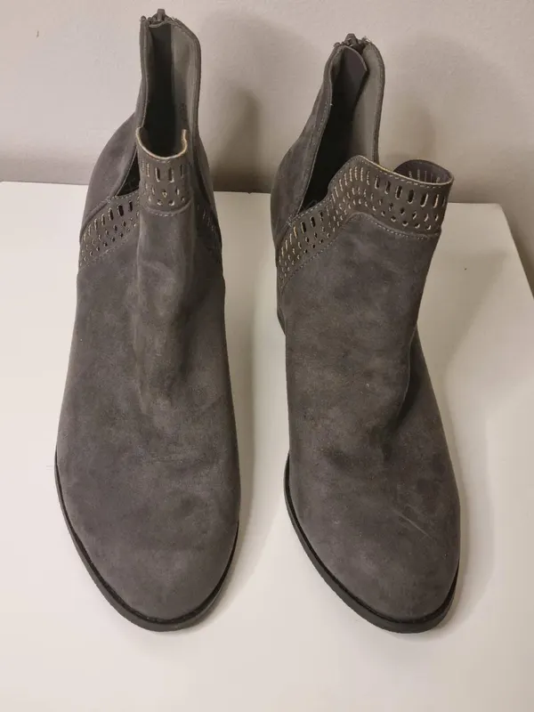 Grey cutout ankle boots
