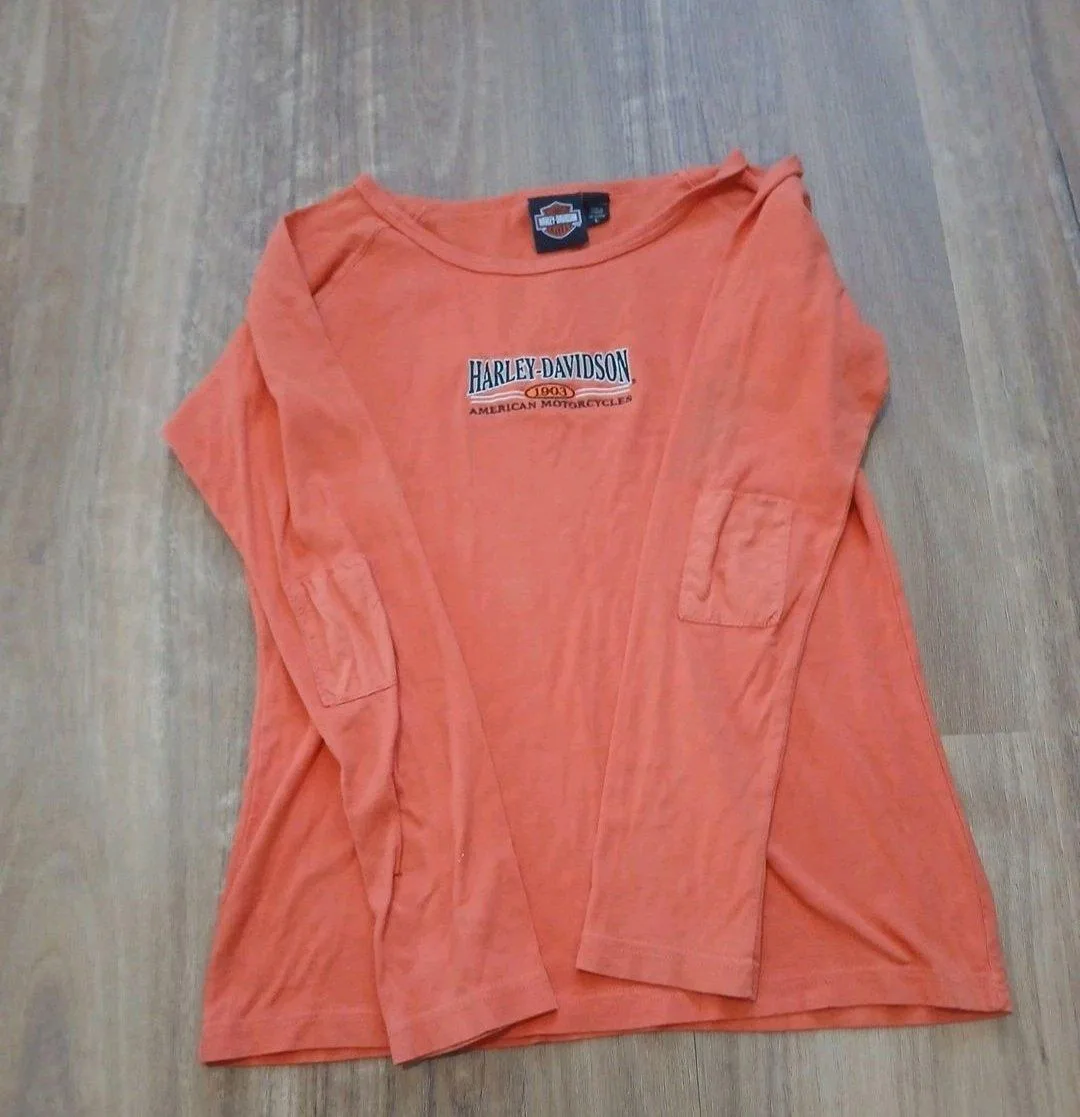 Vintage Harley-Davidson Embroidered Long Sleeve Top - Orange — photo 2