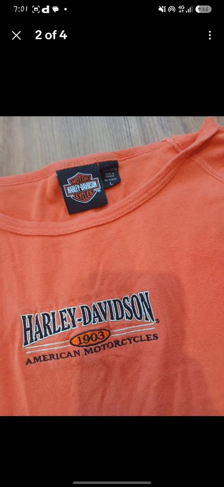 Vintage Harley-Davidson Embroidered Long Sleeve Top - Orange — photo 4