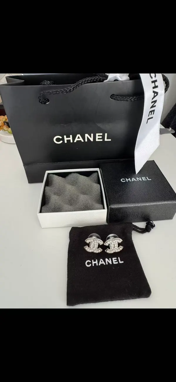 Chanel CC Crystal Stud Earrings – Excellent Condition