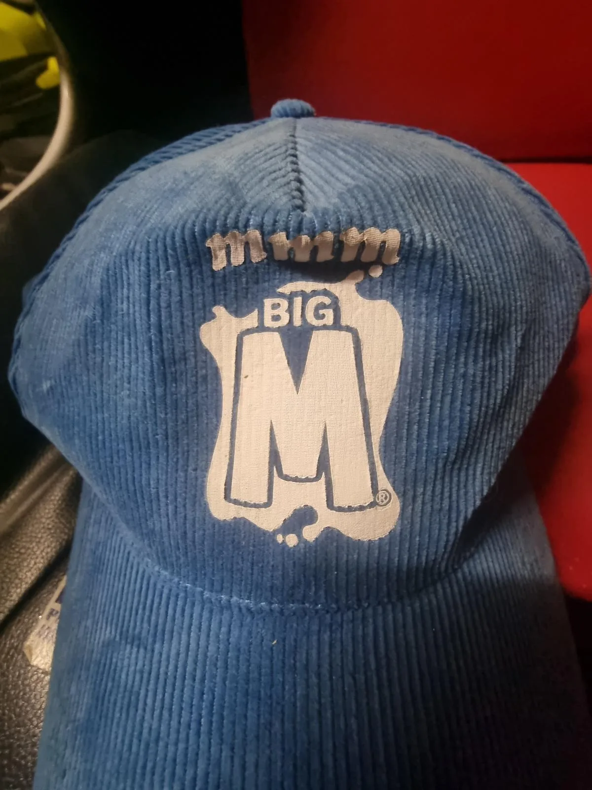 Vintage 90s Big M Milk Corduroy Cap - Retro Aussie Promo Hat Blue – photo 3