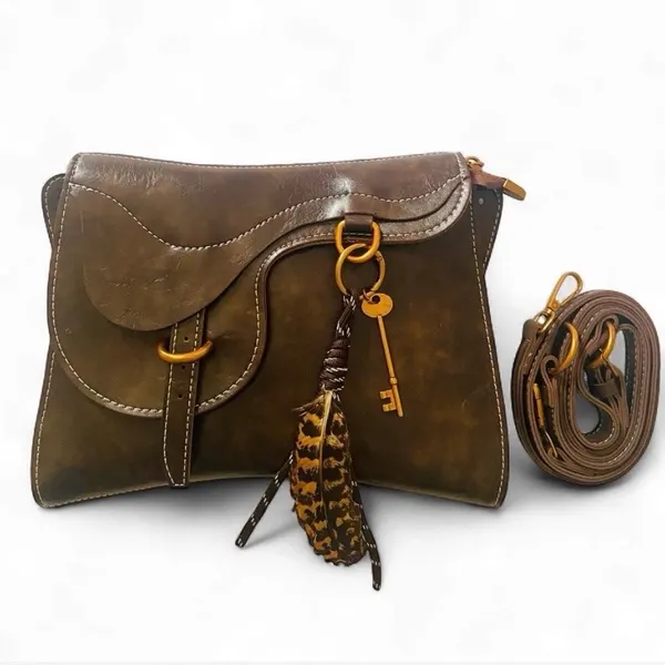 Western-Style Saddle inspired Shoulder Bag Brown Cowgirl Equestrian
