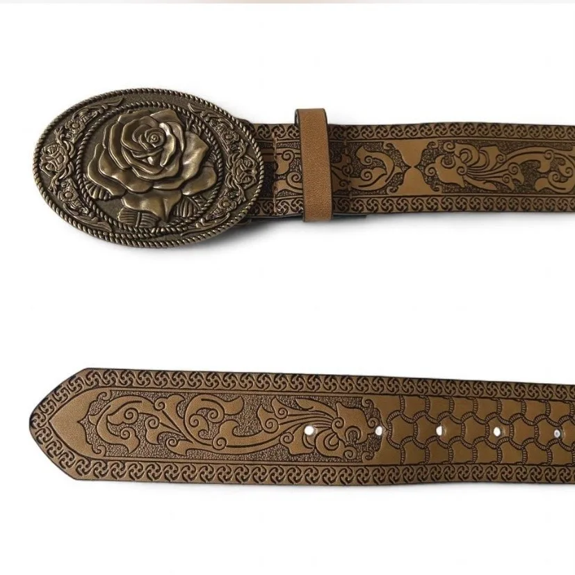 Western Embossed Belt Light Gold Tone Buckle — photo 5