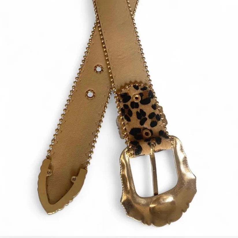 Leopard print belt with gold buckle NEW — photo 7