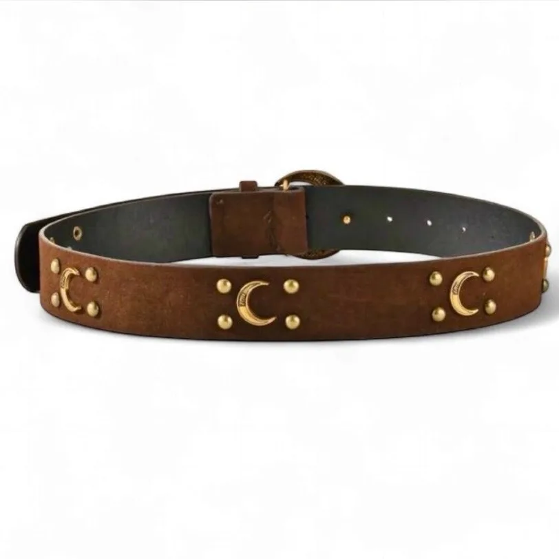 Whimsigoth Brown Suedette Witchy Belt Crescent Moon & Witch Buckle BNWT – photo 6