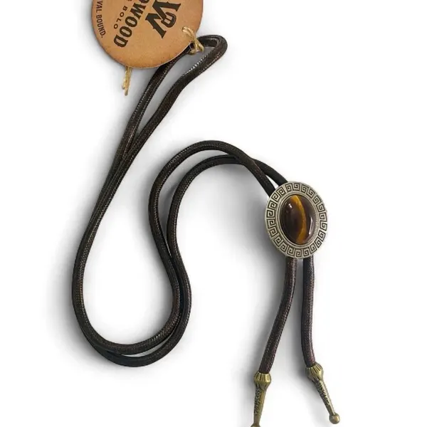 Vintage Style Western Mixed Metal Tiger's Eye Bolo Tie BNWT