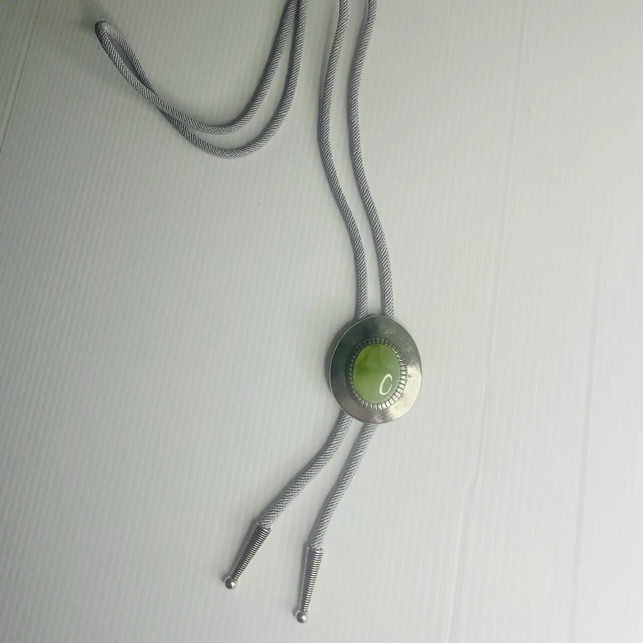 Western Bolo Tie Green Onyx Silver-Tone Setting – photo 5