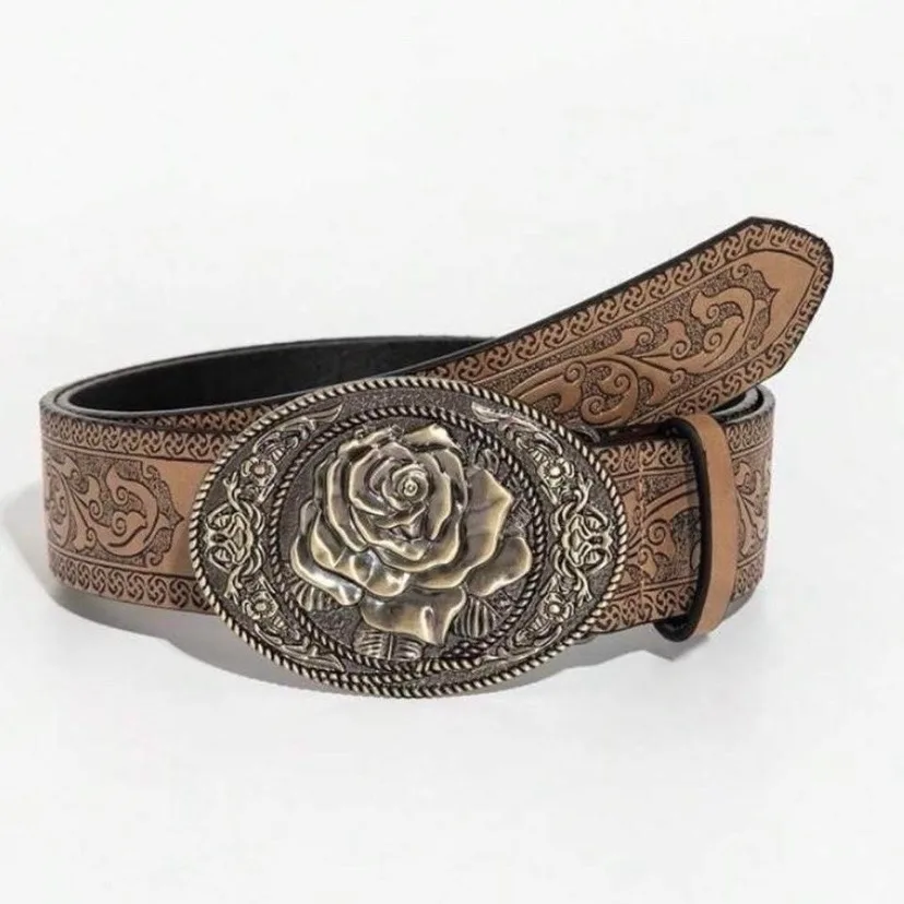 Western Embossed Belt Light Gold Tone Buckle — photo 4