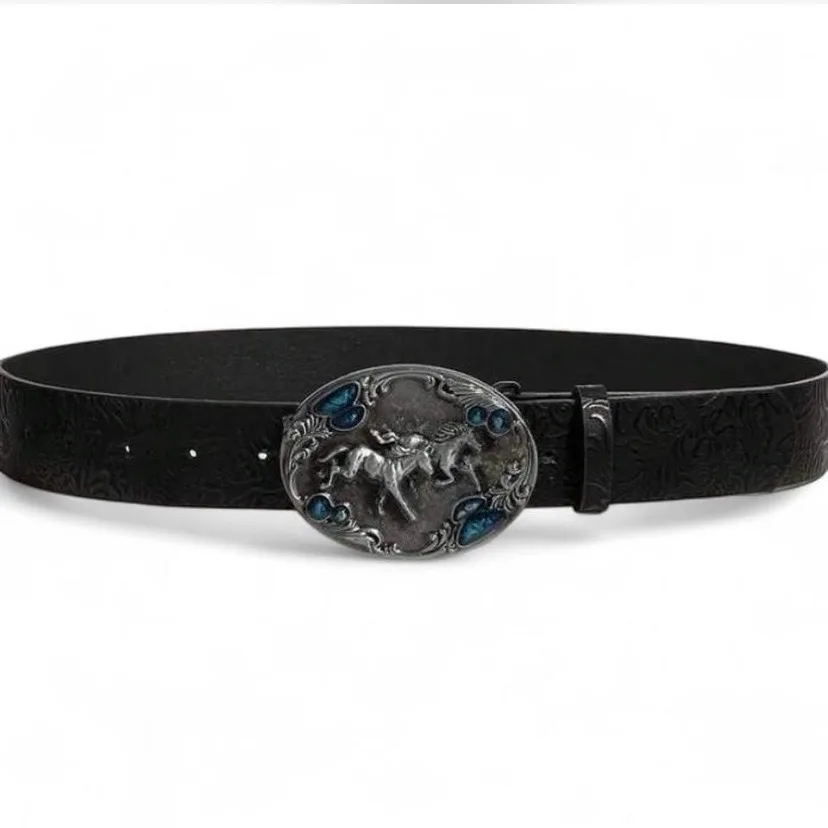 Western Embossed Belt Silver-Tone Horses Buckle — photo 3