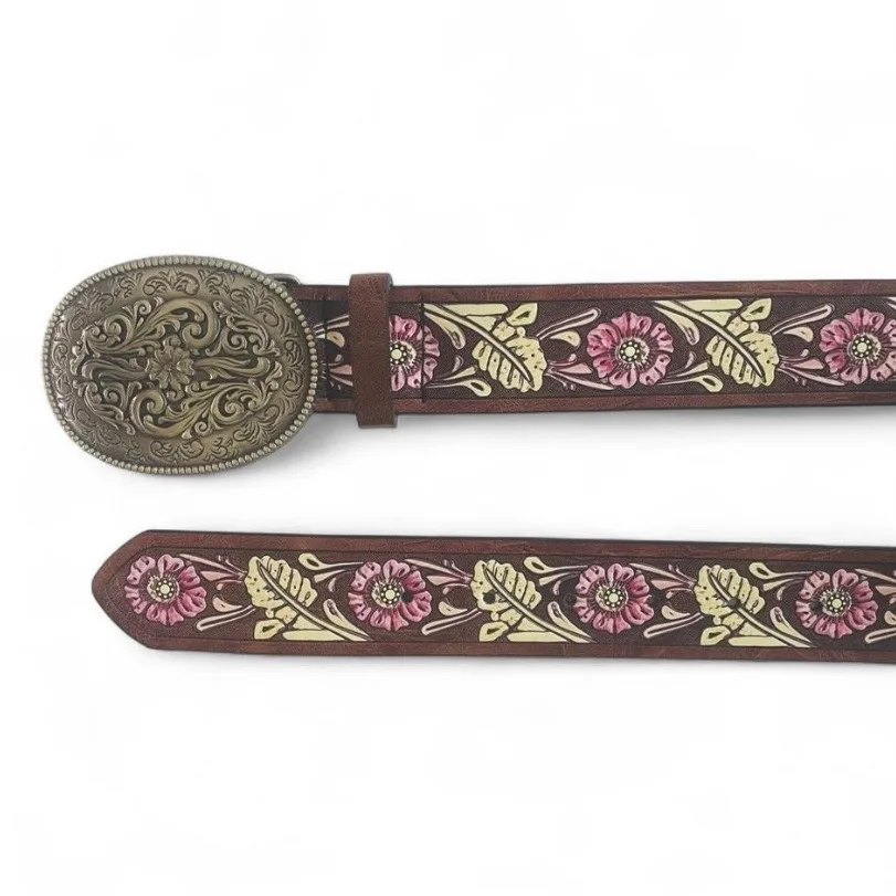 Western Style Embossed Belt Silver-Tone Buckle – photo 2
