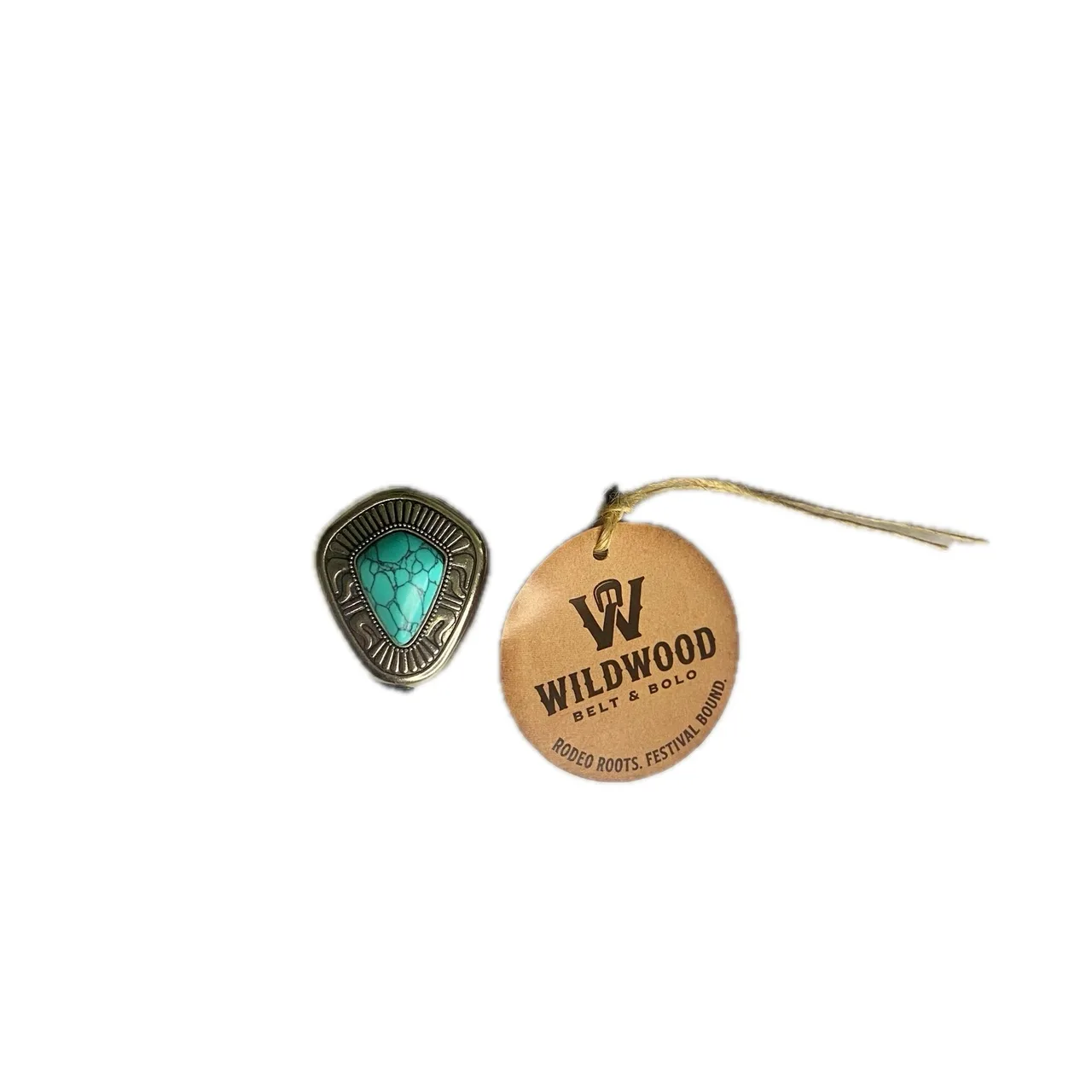 Western Bolo Tie Turquoise set in Silver Tone Bezel – photo 3