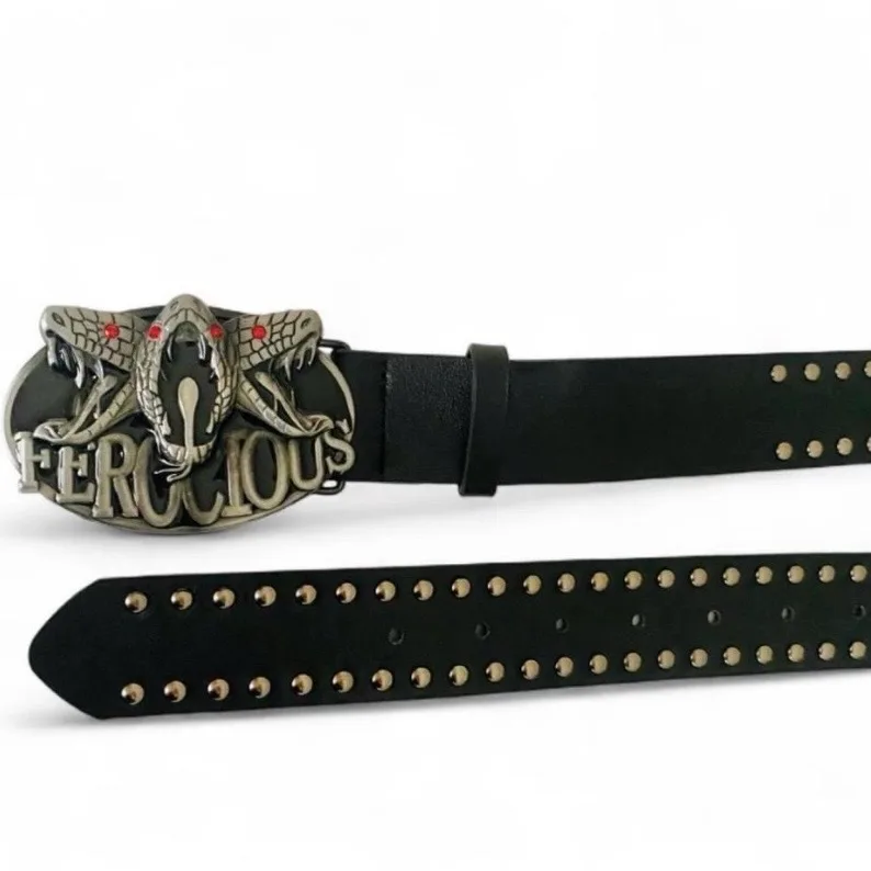 Punk rock gothic studded belt snakehead buckle — photo 5