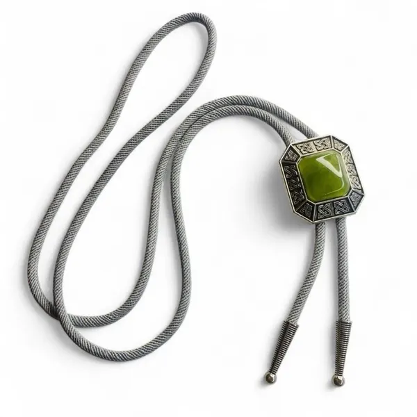 Western Boho Bolo Tie Silver-Tone Celtic Knot & Green Onyx NEW
