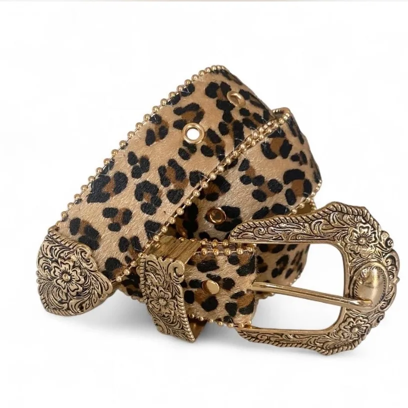 Leopard print belt with gold buckle NEW — photo 3