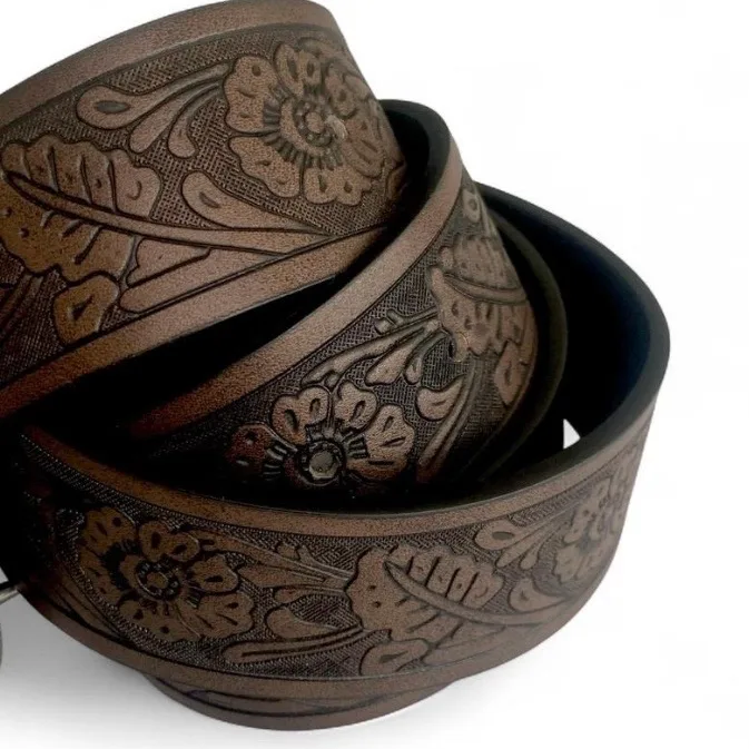 Western Style Embossed Belt Soft Gold-Tone Buckle – photo 7