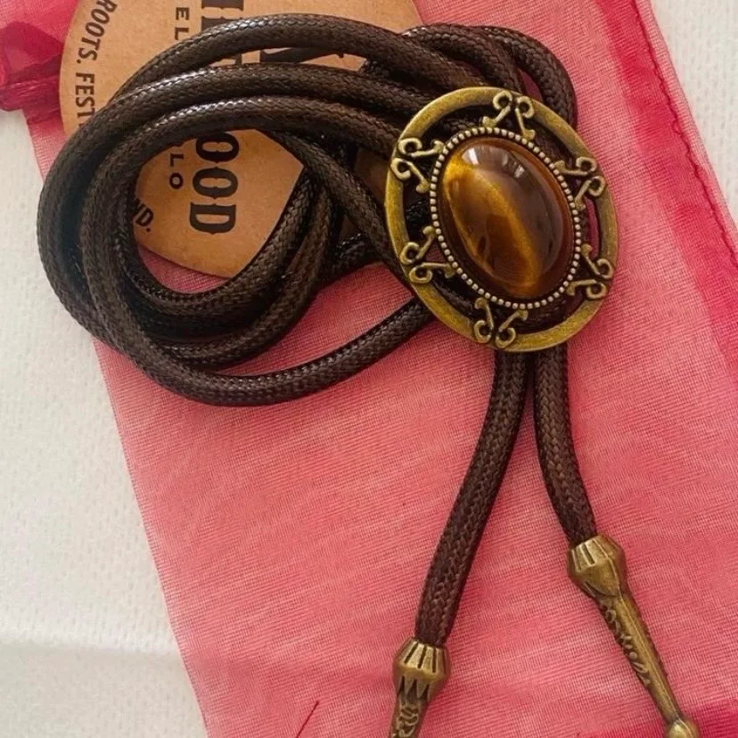 Vintage Style Western Bolo Tie/Necklace Tiger’s Eye BNWT – photo 4
