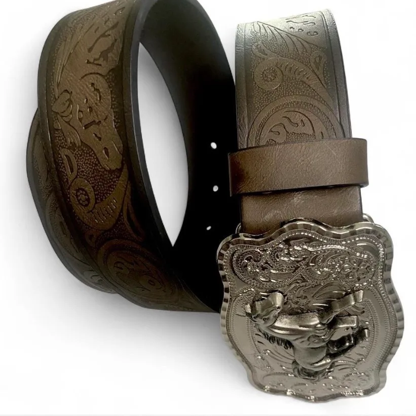 Custom Western Embossed Belt Galloping Horse Buckle — photo 7