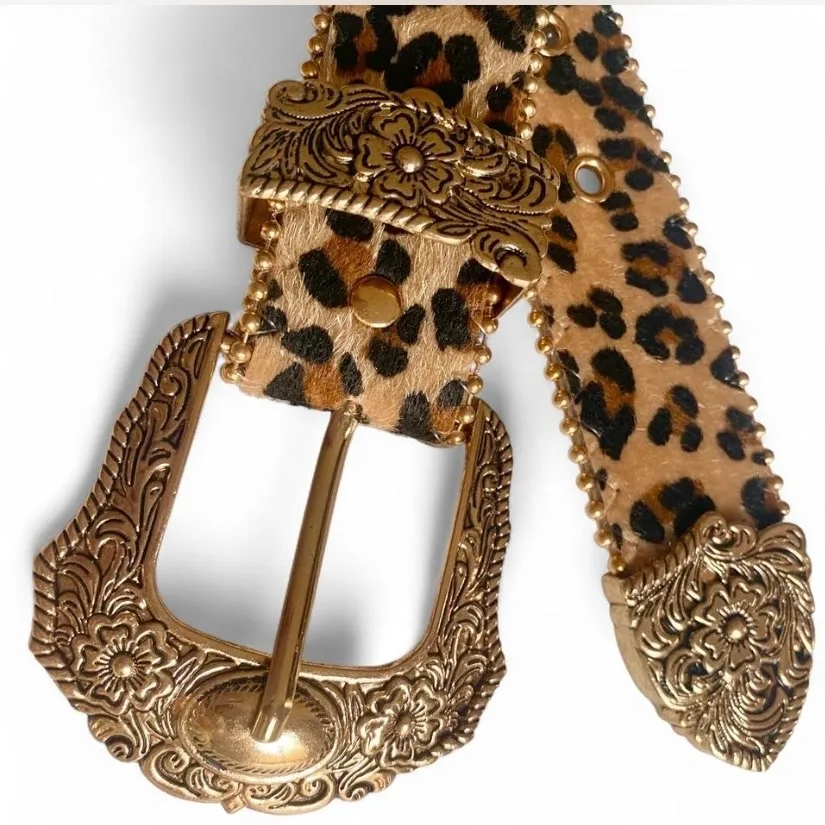 Leopard print belt with gold buckle NEW — photo 4