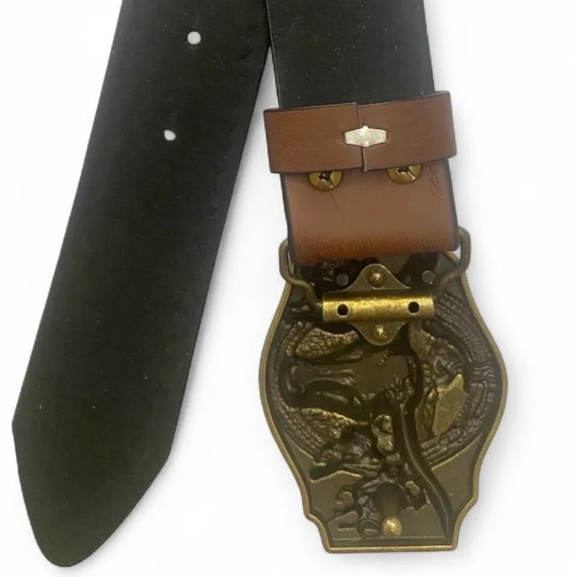 Western Belt Embossed Brass-Tone longhorn buckle — photo 7