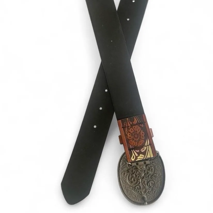 Western Style Embossed Belt Silver-Tone Buckle – photo 6