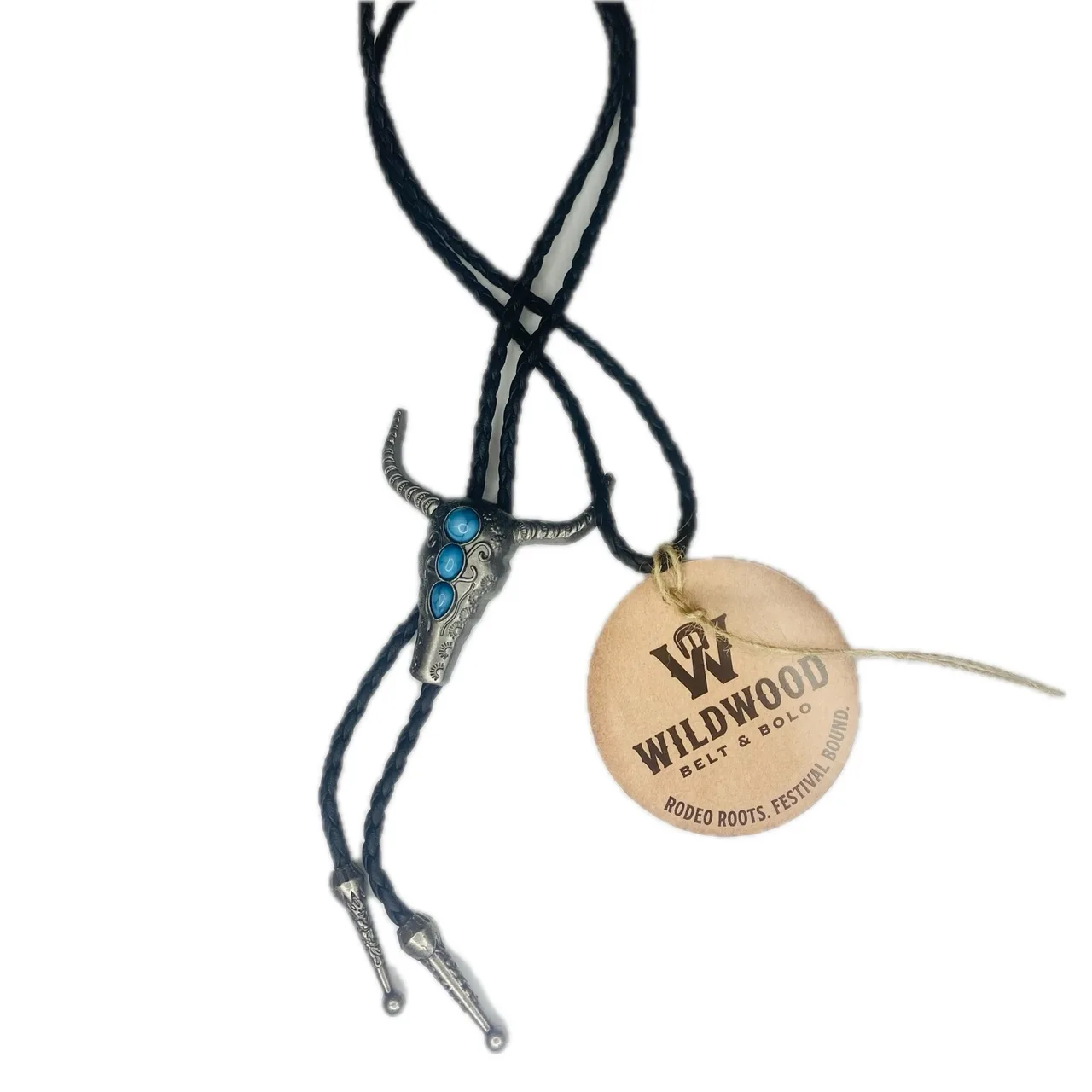 Western Style Bolo Tie Pewter-Tone Bulls Head – photo 3