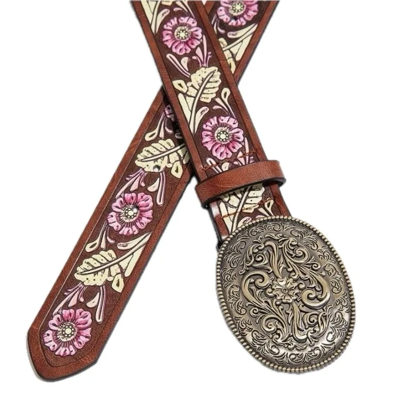 Western Style Embossed Belt Silver-Tone Buckle – photo 8