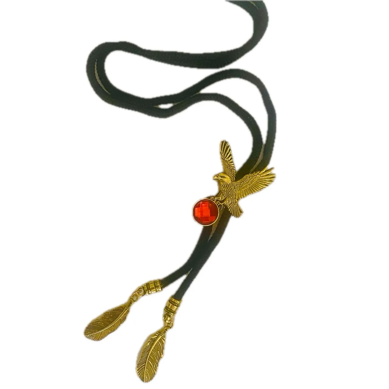 Western Bolo Tie Golden Eagle Red Crystal – photo 3